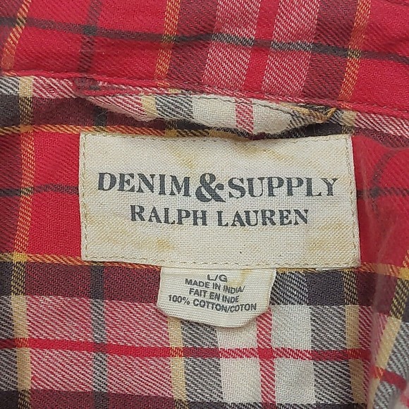 Denim & Supply Ralph Lauren Flannel Lightweight Long Sleeve Button Up Size Large - Picture 5 of 8